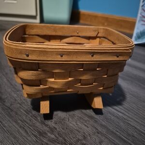 Longaberger Tan Woven Rocking Basket. Perfect Condition.1992 Signed